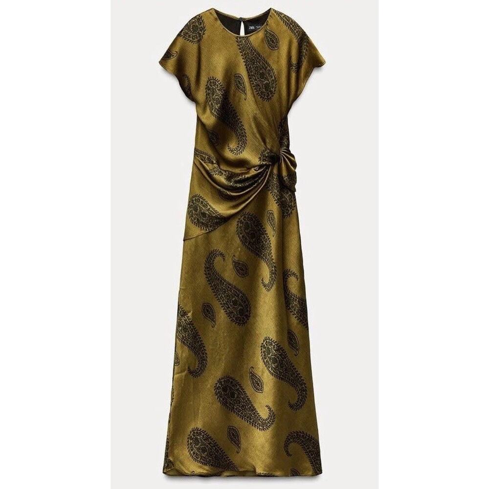 Zara Gold and Black Paisley Maxi Dress